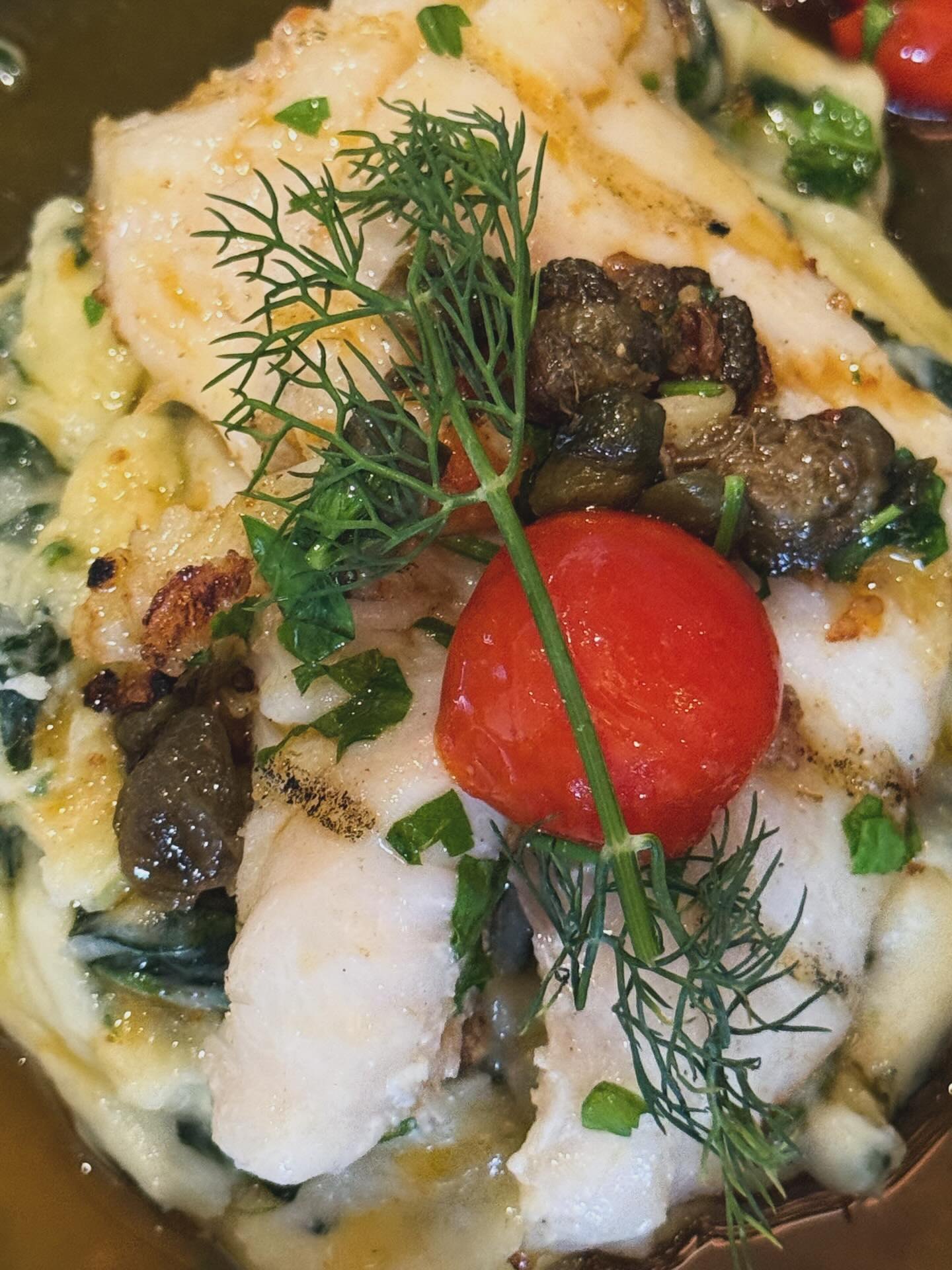 White fish with dill and cherry tomato