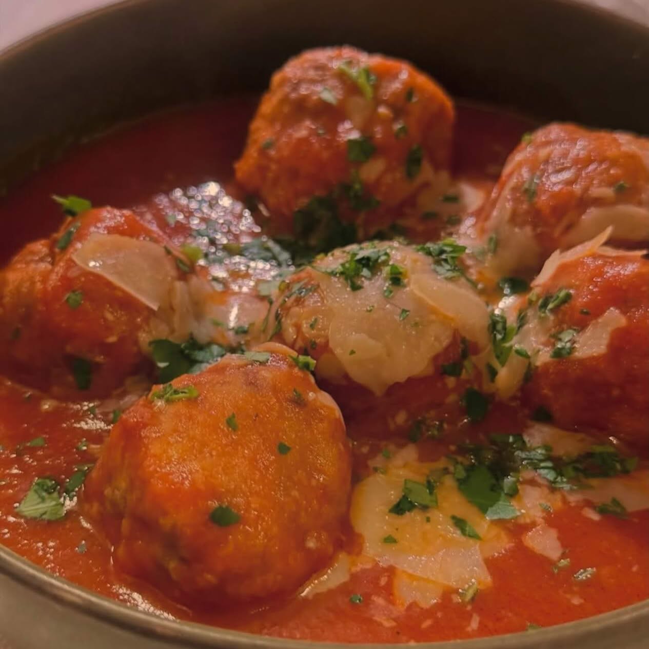 Polpette, meatballs in homemade tomato and herb sauce