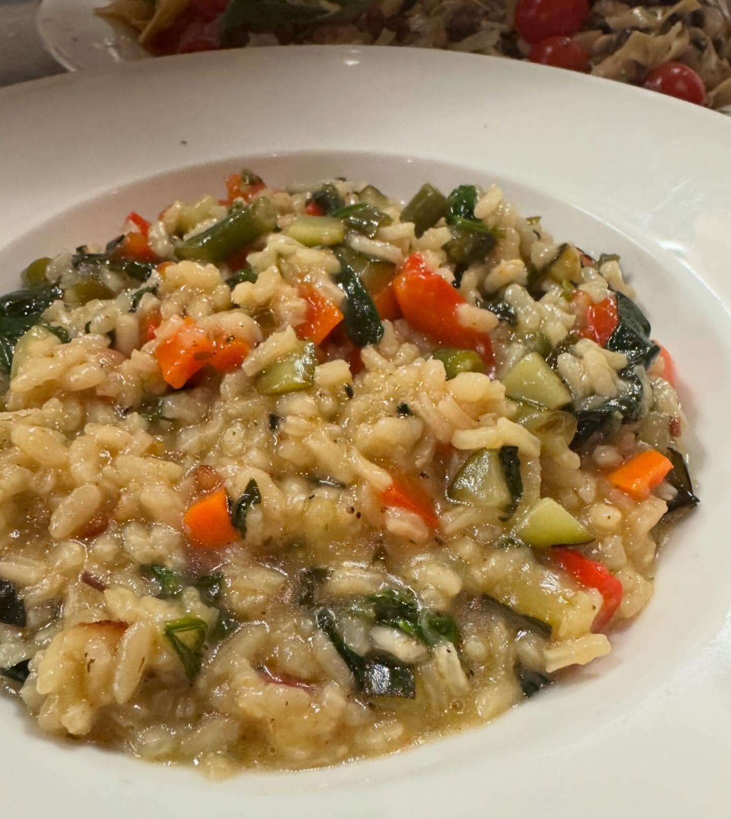 Risotto con verdura with grilled vegetables and spinach